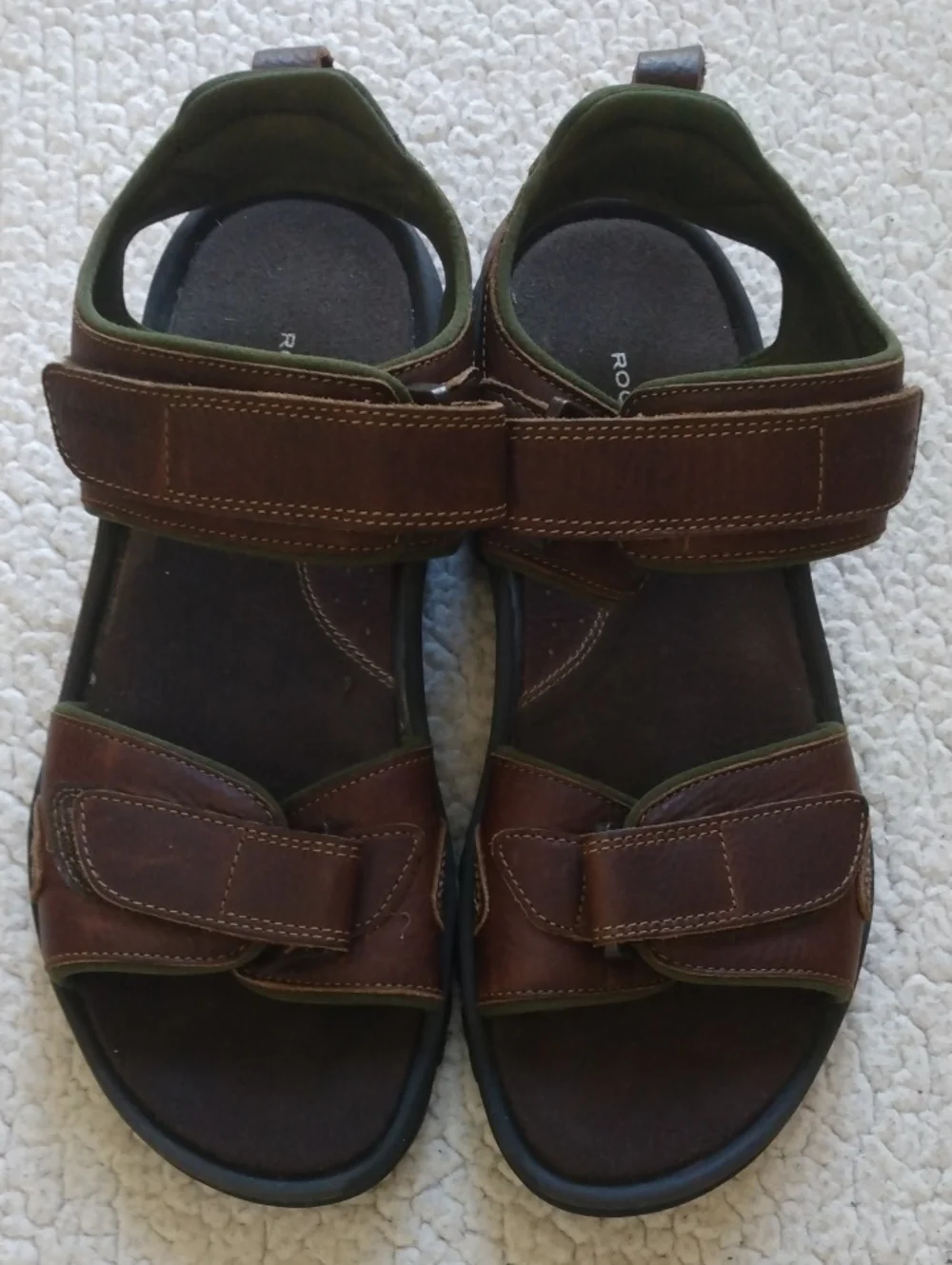 Men's Brown Rockport Leather Adjustable Strap Sandals